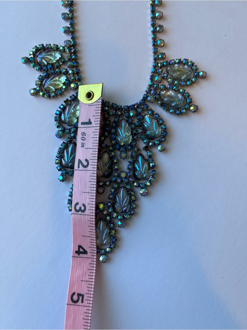 Vintage Statement Necklace Rhinestone Aurora Borealis - Picture 6 of 7